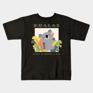 Koalas Sleep 22 Hours a Day Animal Facts Kids T-Shirt